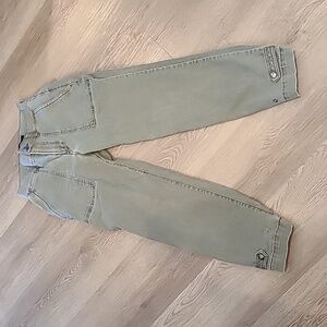 Express Light Khaki Green Cropped Straight High Rise Pants